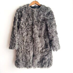 Vintage Gray Mongolian Curly Lamb Short Jacket S